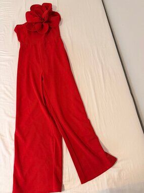 Red One Shoulder Jumpsuit